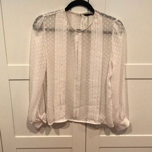 Zara white polka dot button blouse